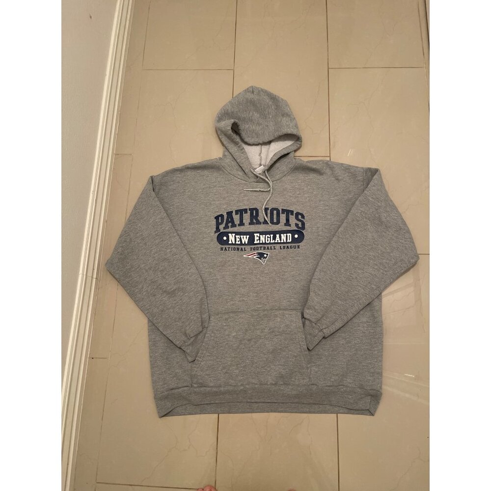New England Patriots NFL Hoodie Sweatshirt Gray Unisex XXL Kangaroo pocket